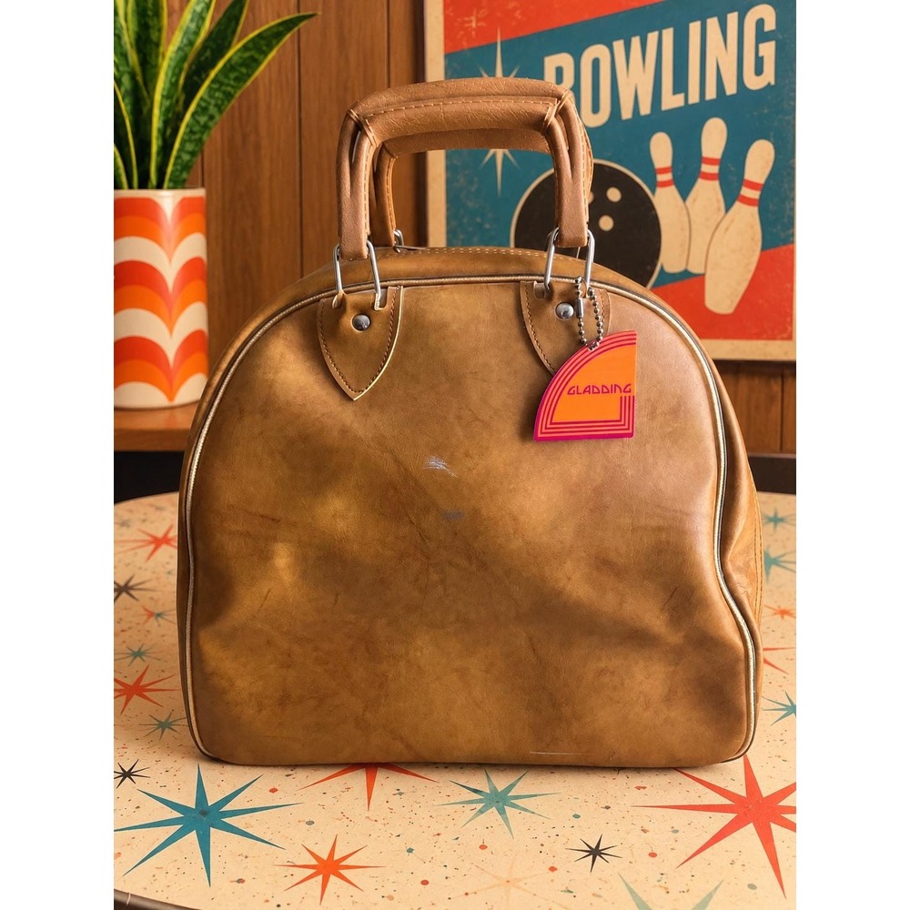 Vintage Gladding Bowling Bag Brown Tan Retro 1970s Bowling Ball Carrying Case